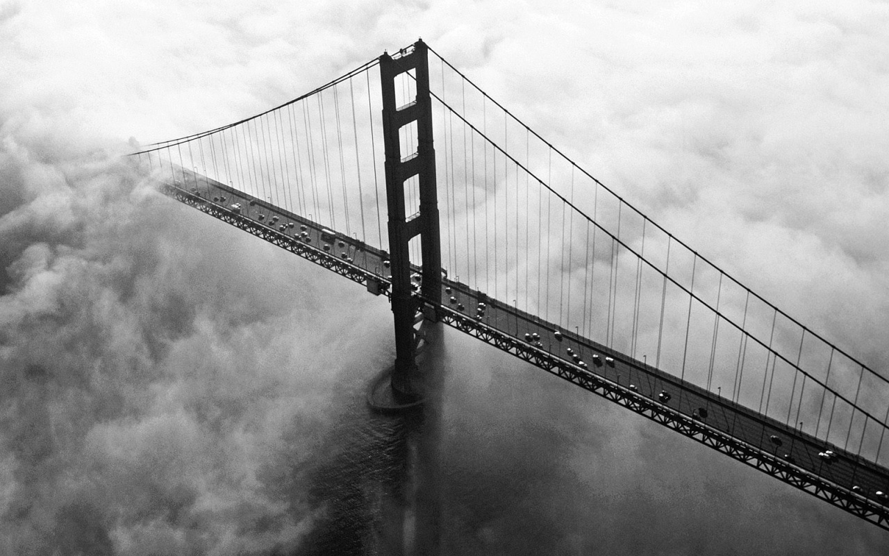 Мост Золотые ворота утопает в тумане обои