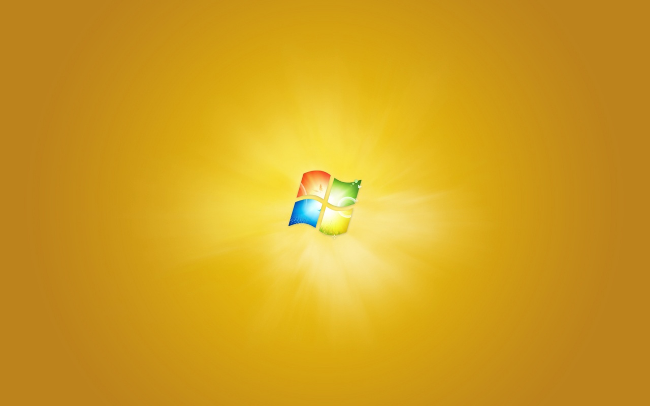 Яркий желтый логотип Windows 7 обои
