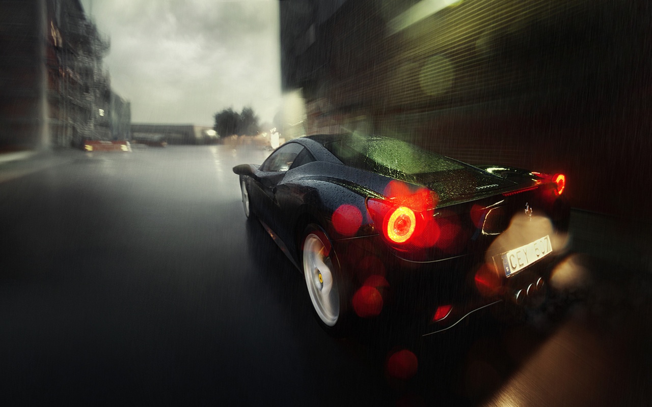 Ferrari под дождем обои