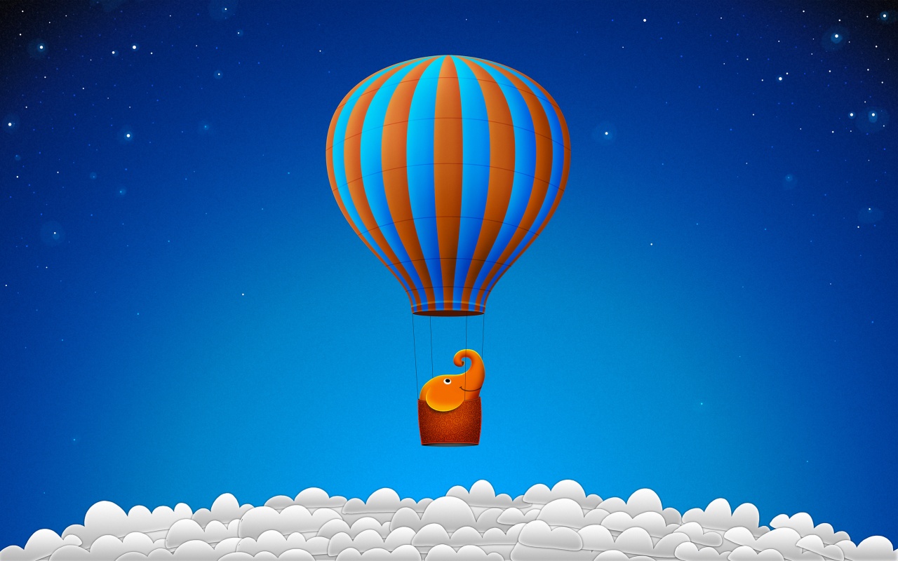 Слон на воздушном шаре обои