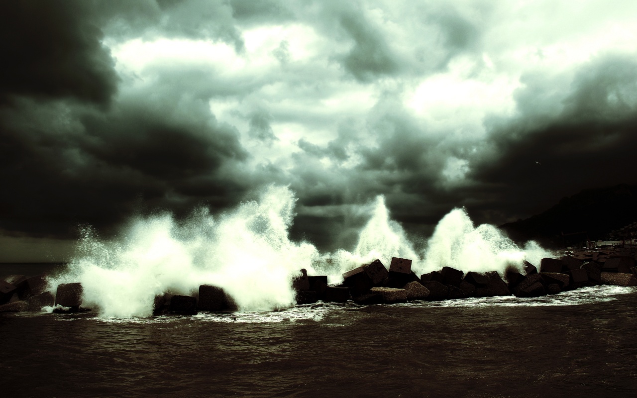 Буря в океане обои