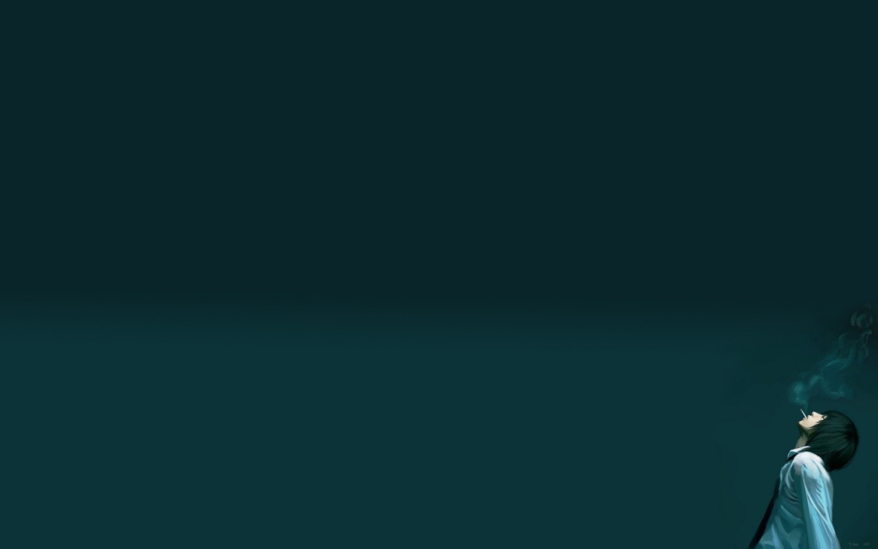 Курящий в углу обои