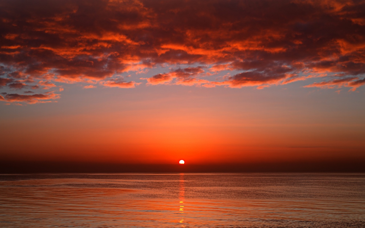 Багровый закат обои