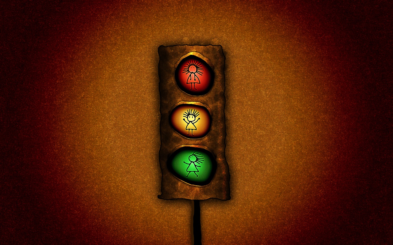 Нарисованный светофор обои