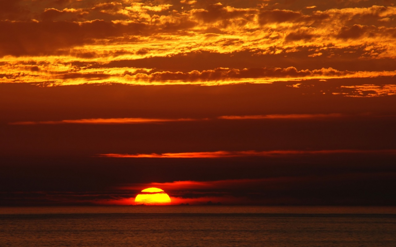 Закат в море обои