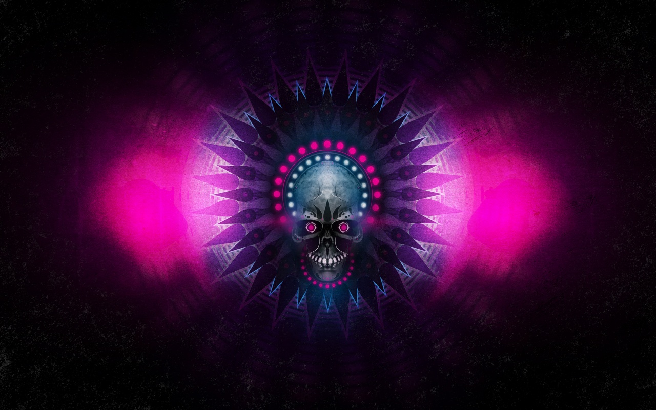 Неоновый череп обои