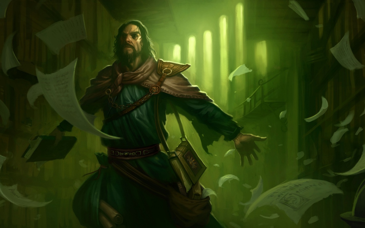 Маг в библиотеке обои