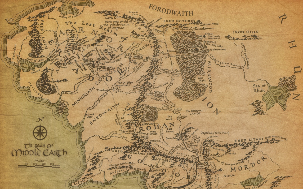 Карта Средиземья обои