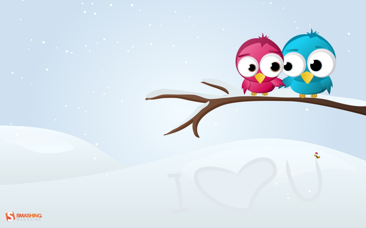 Две птички на ветке щебечут о любви обои