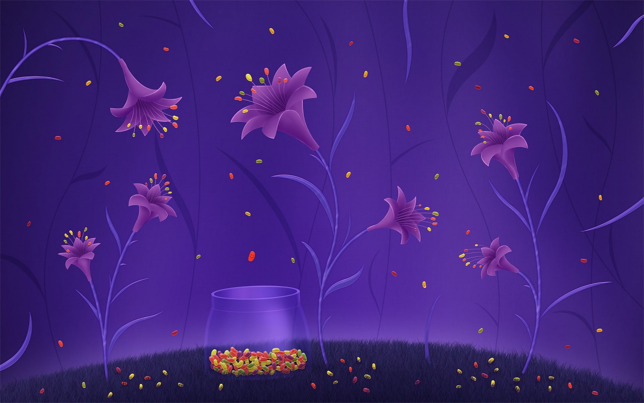 Волшебные цветы и конфетки обои