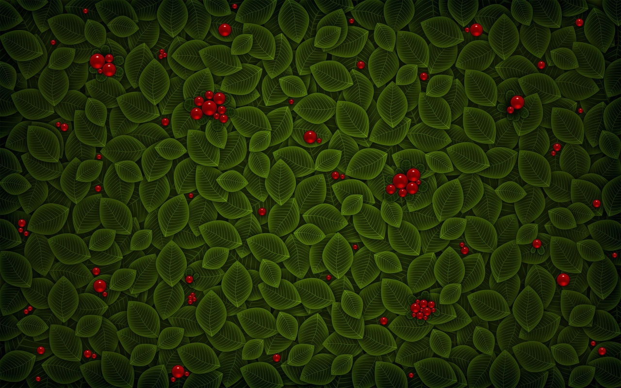 Векторные листья с ягодами обои