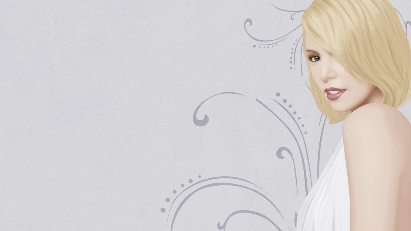 Нарисованная блондинка обои