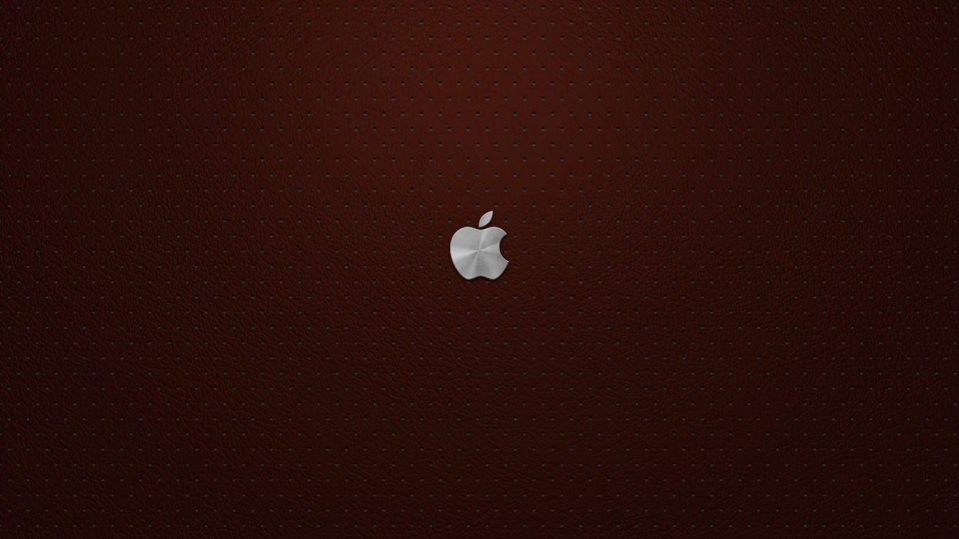 Маленький логотип Apple на перфорированной коже обои