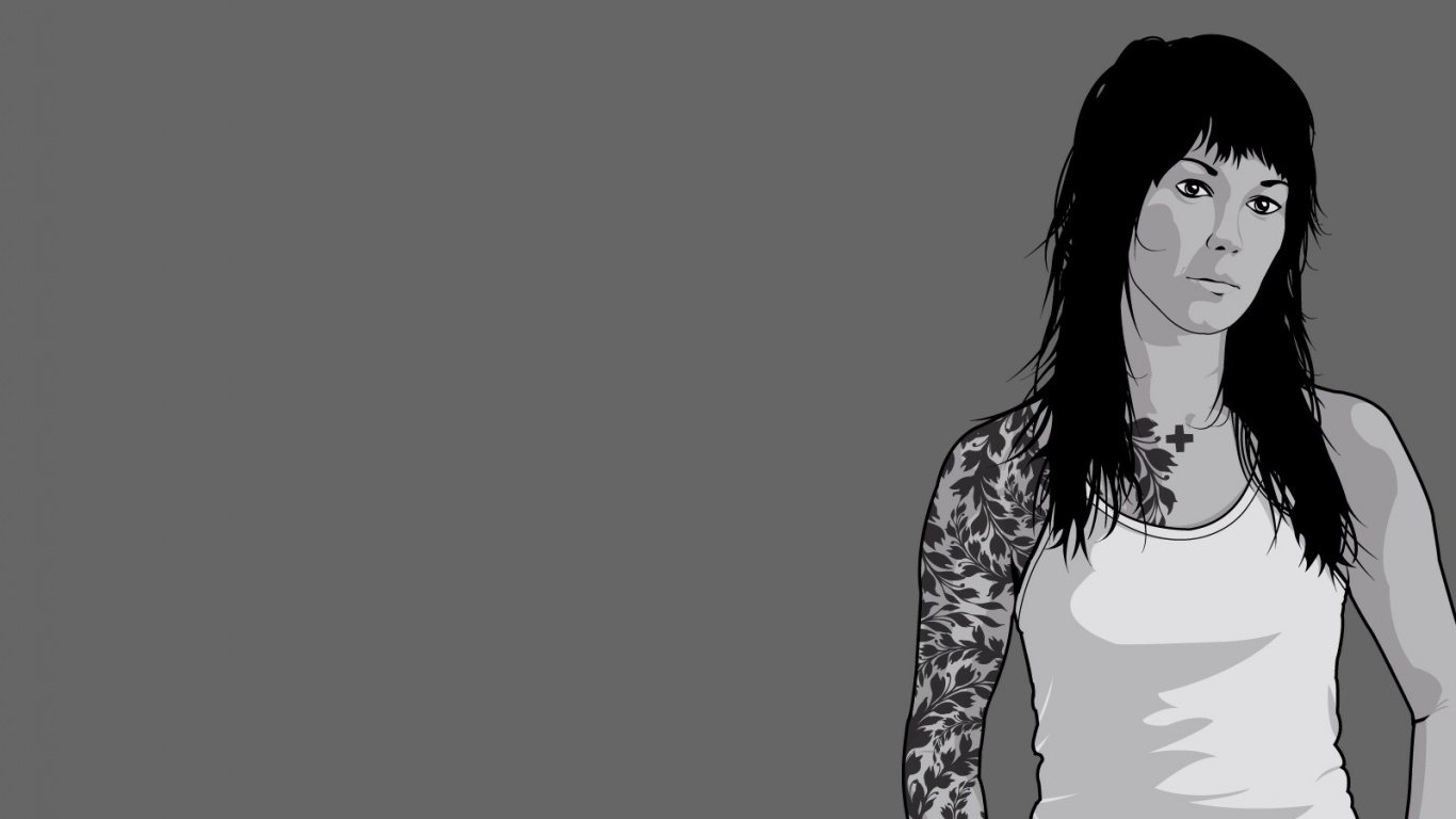 Девушка с татуировкой в виде листвы обои