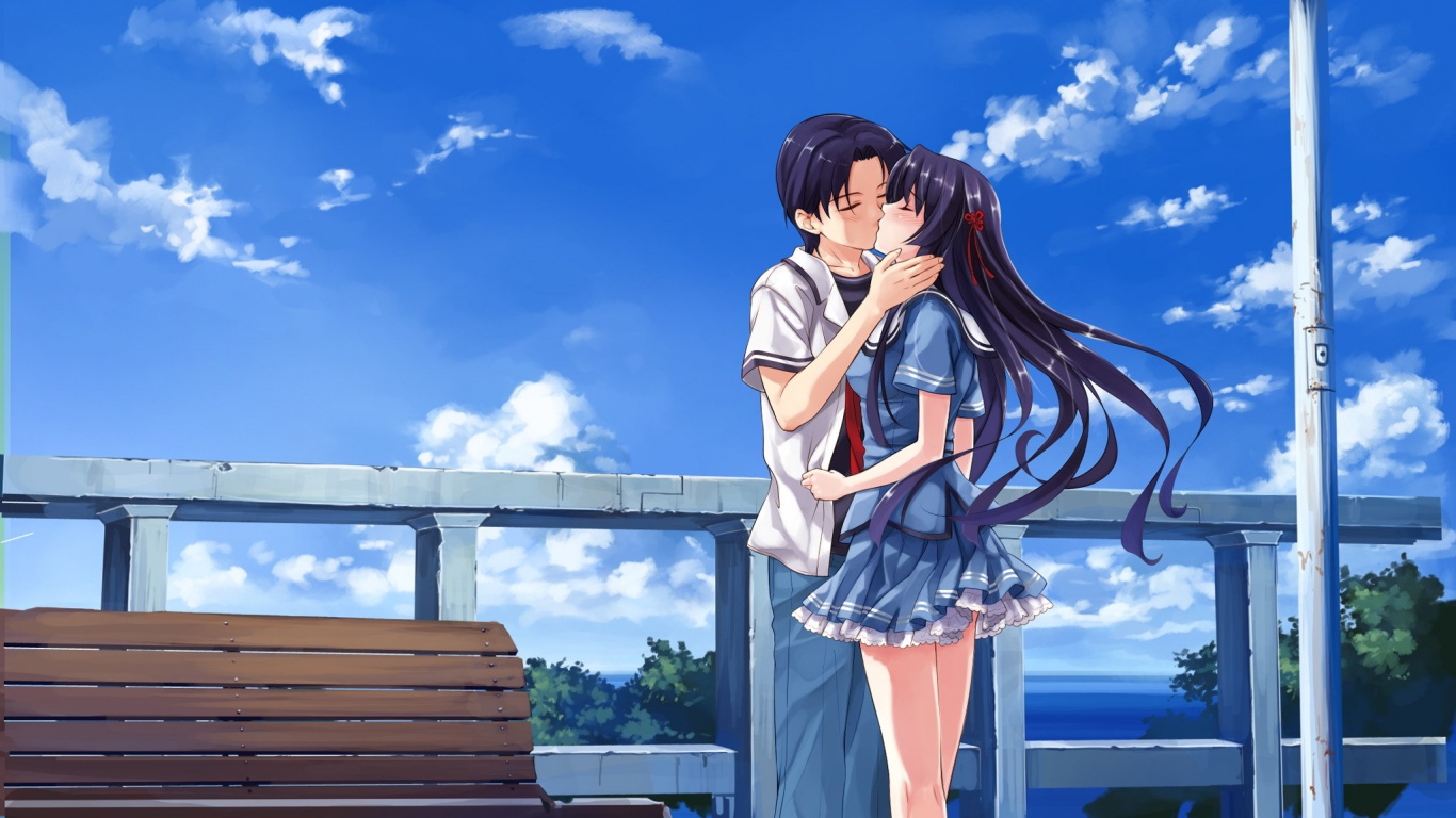 Поцелуй на набережной обои