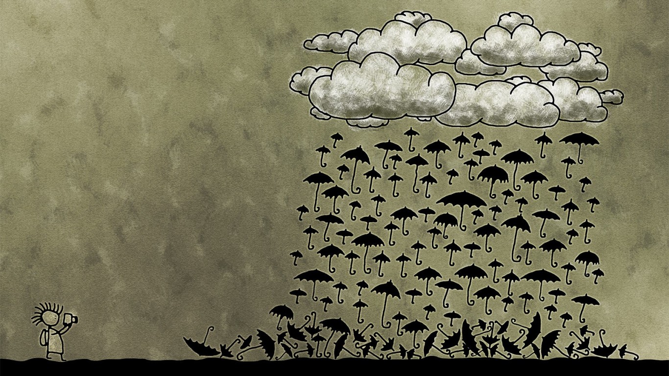 Дождь из зонтиков обои