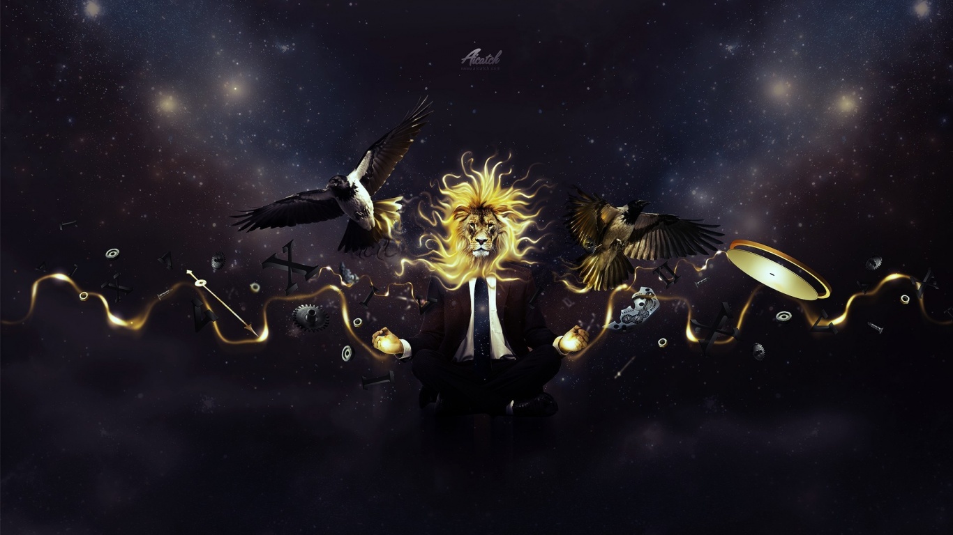 Мужчина с головой льва обои