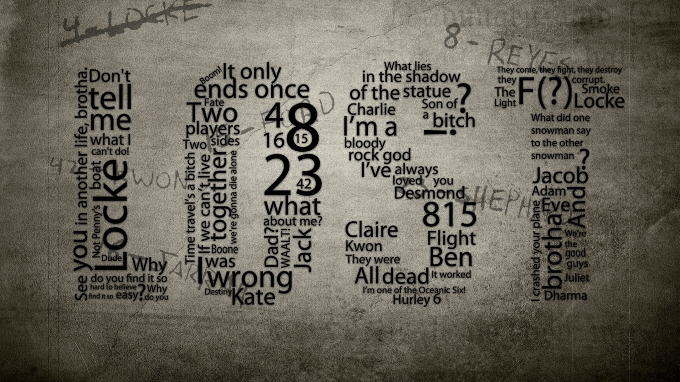 Коллаж LOST из надписей обои