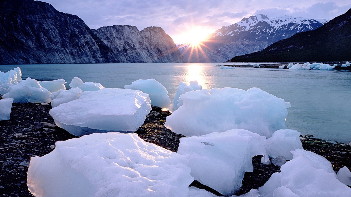 Зимнее горное озеро обои