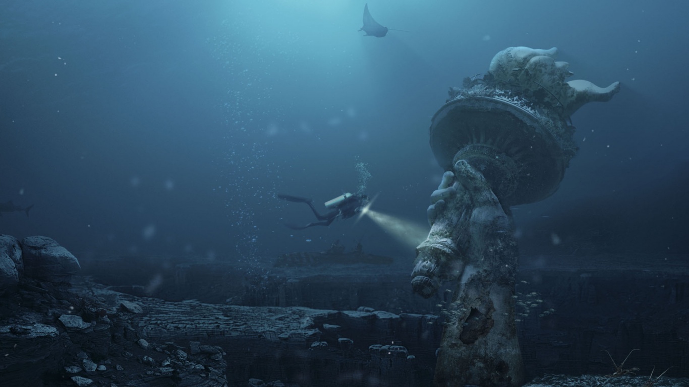 Затопленный Нью-Йорк обои