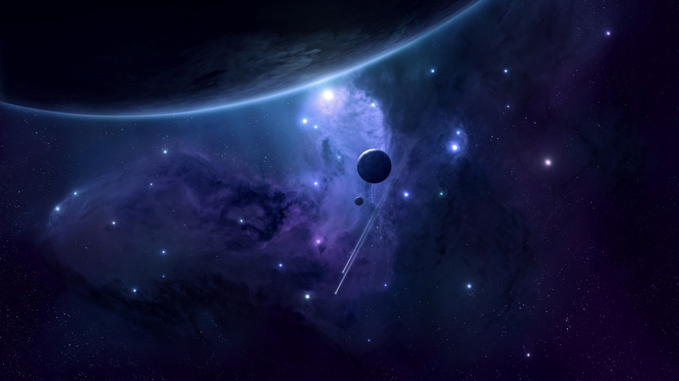 Комета пролетает мимо планеты обои