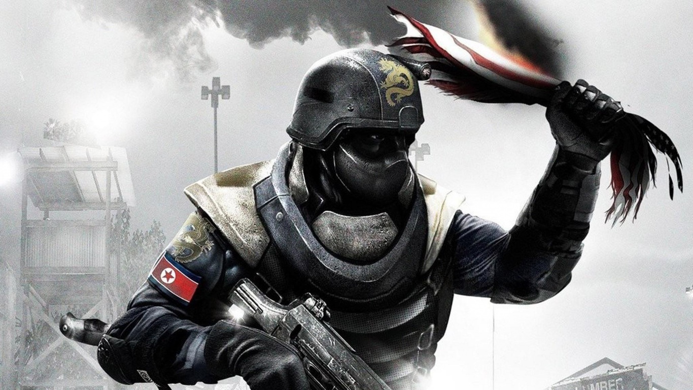 Китайский солдат жжет американский флаг обои