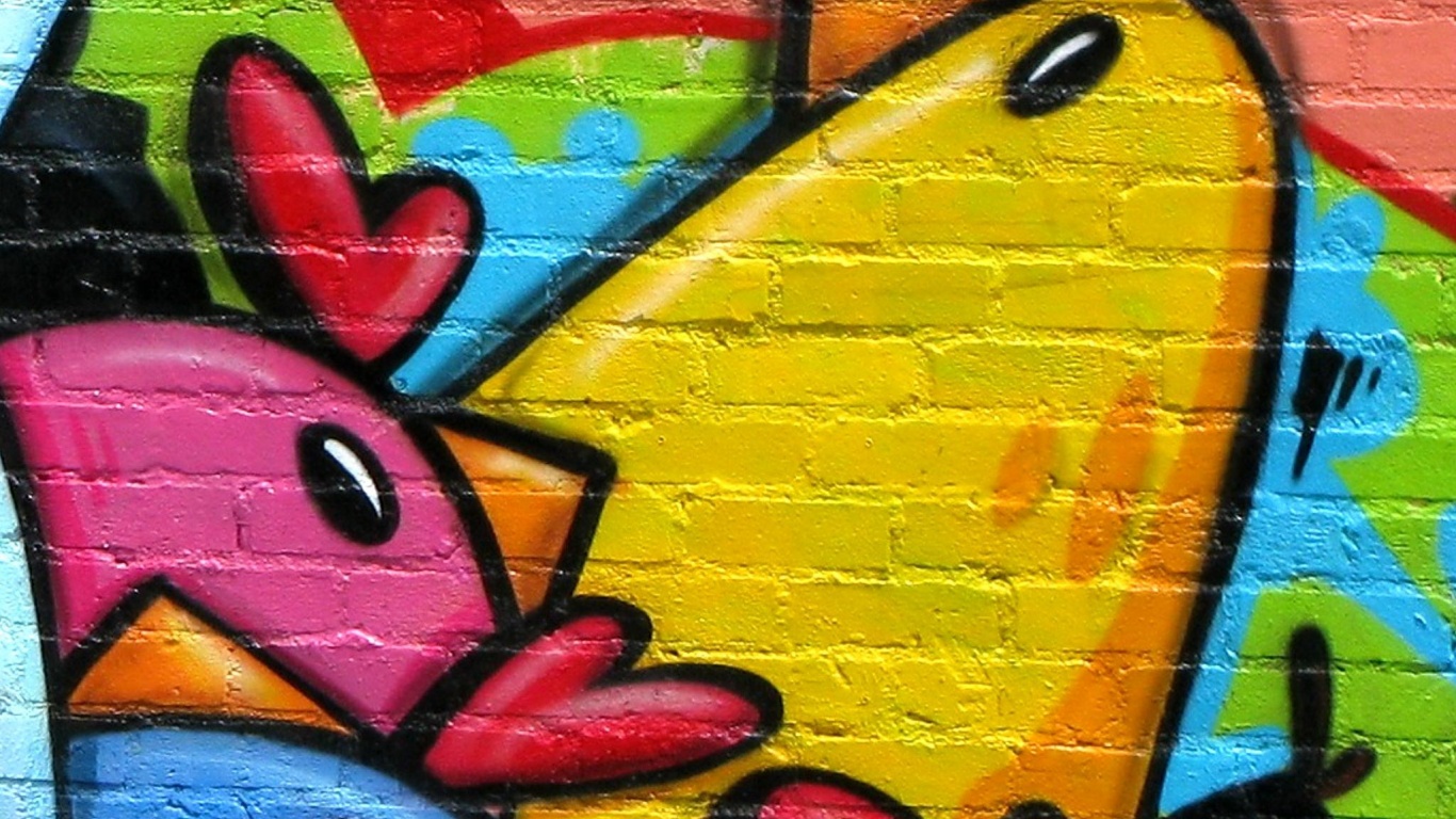 Граффити Курица с цыплятами обои