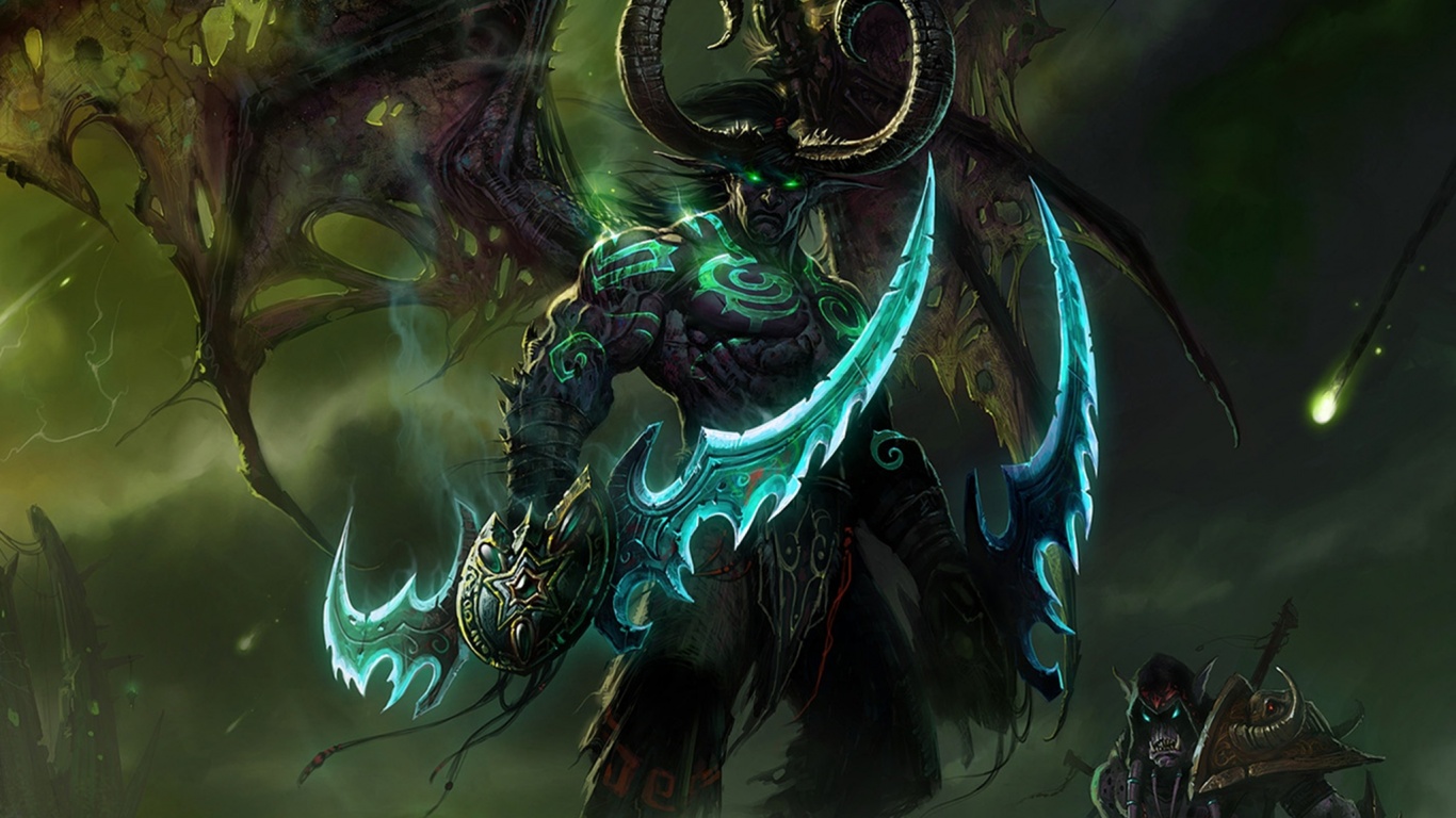 Иллидан с клинками обои