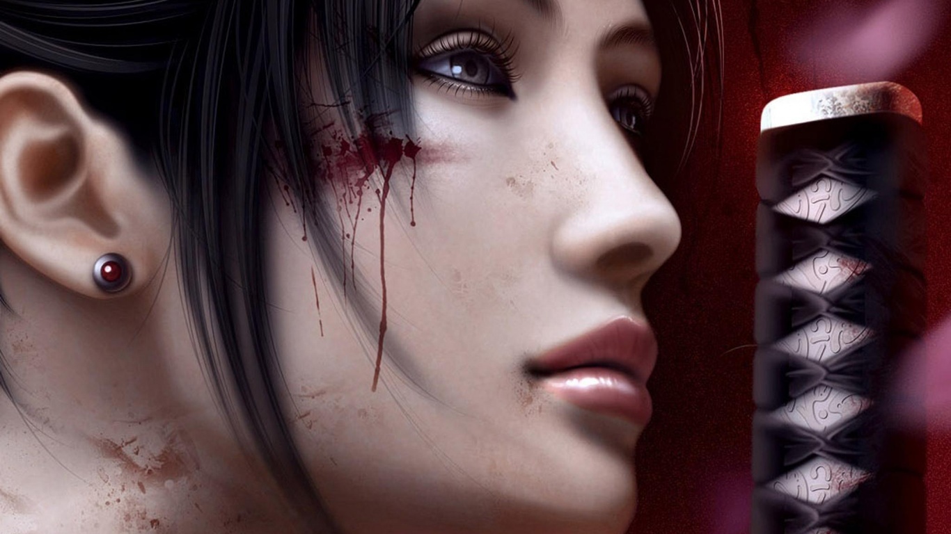 Японка с катаной обои