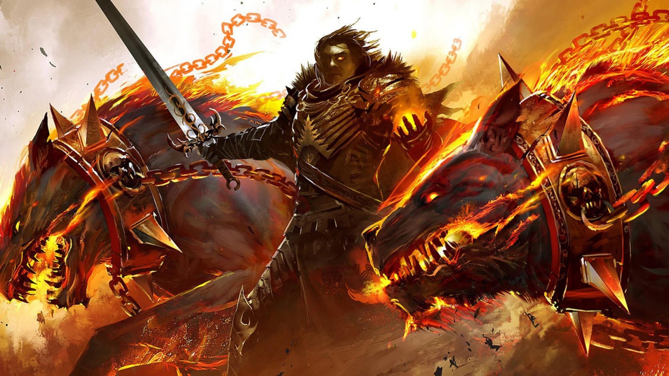 Темный рыцарь и гончие смерти обои