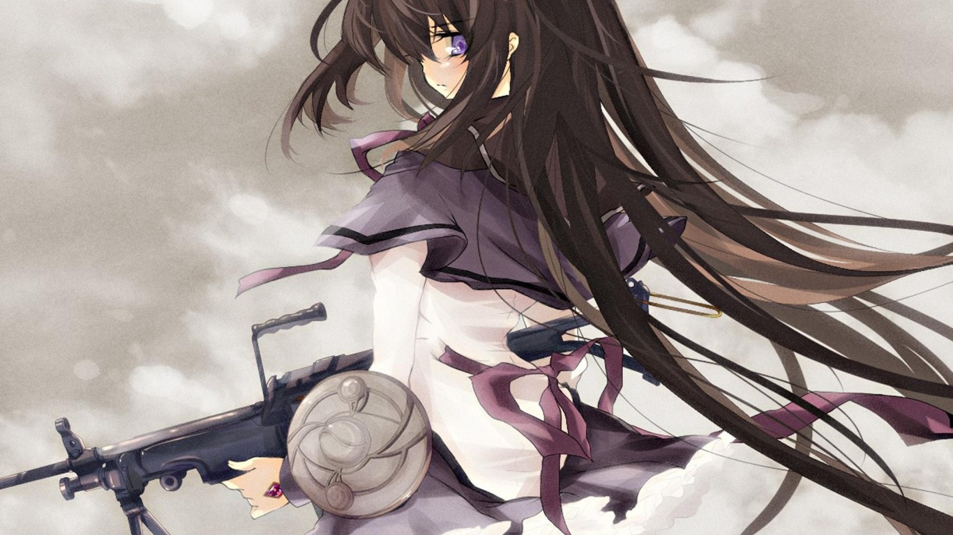 Девушка с автоматом обои