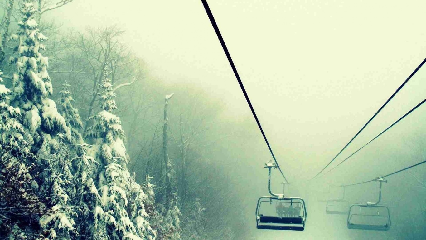 Канатная дорога в зиму обои