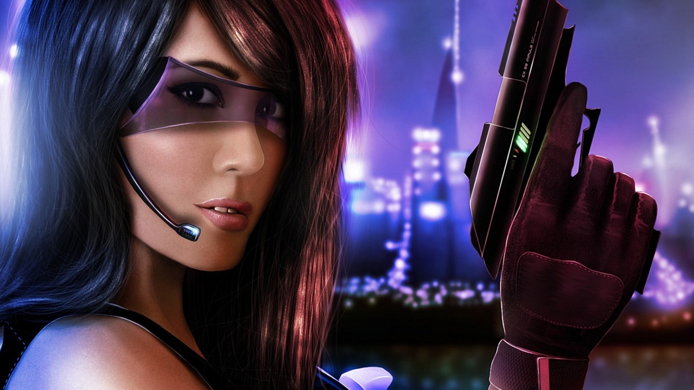 Девушка из будущего с пистолетом обои