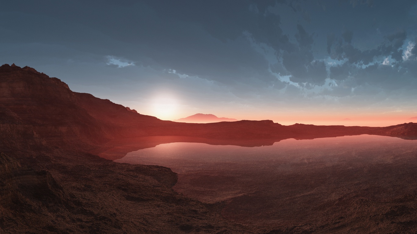 Озеро в каменистой пустыне обои