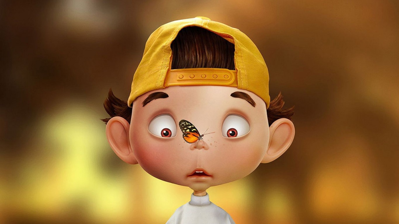 Бабочка на носу обои