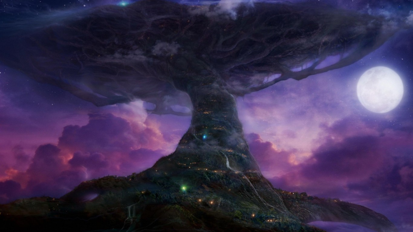 Дерево-город обои