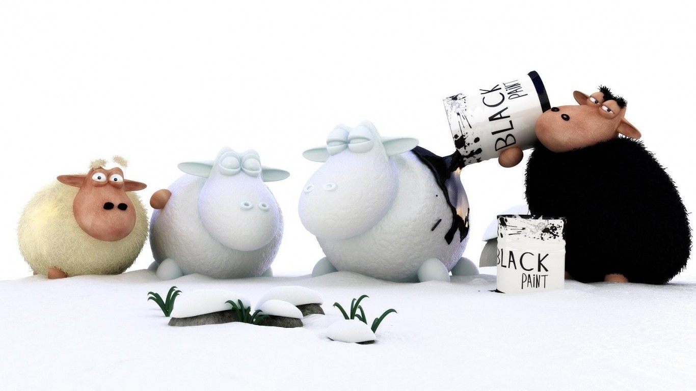 Овечки лепят снеговиков обои