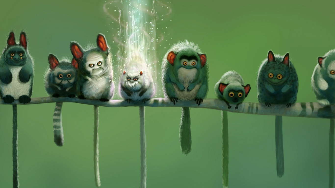 Существа на ветке обои