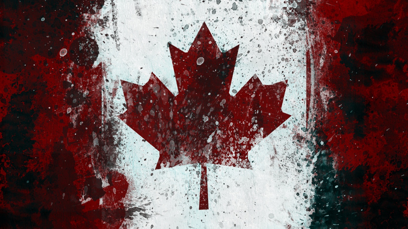 Флаг Канады нарисованный краской обои