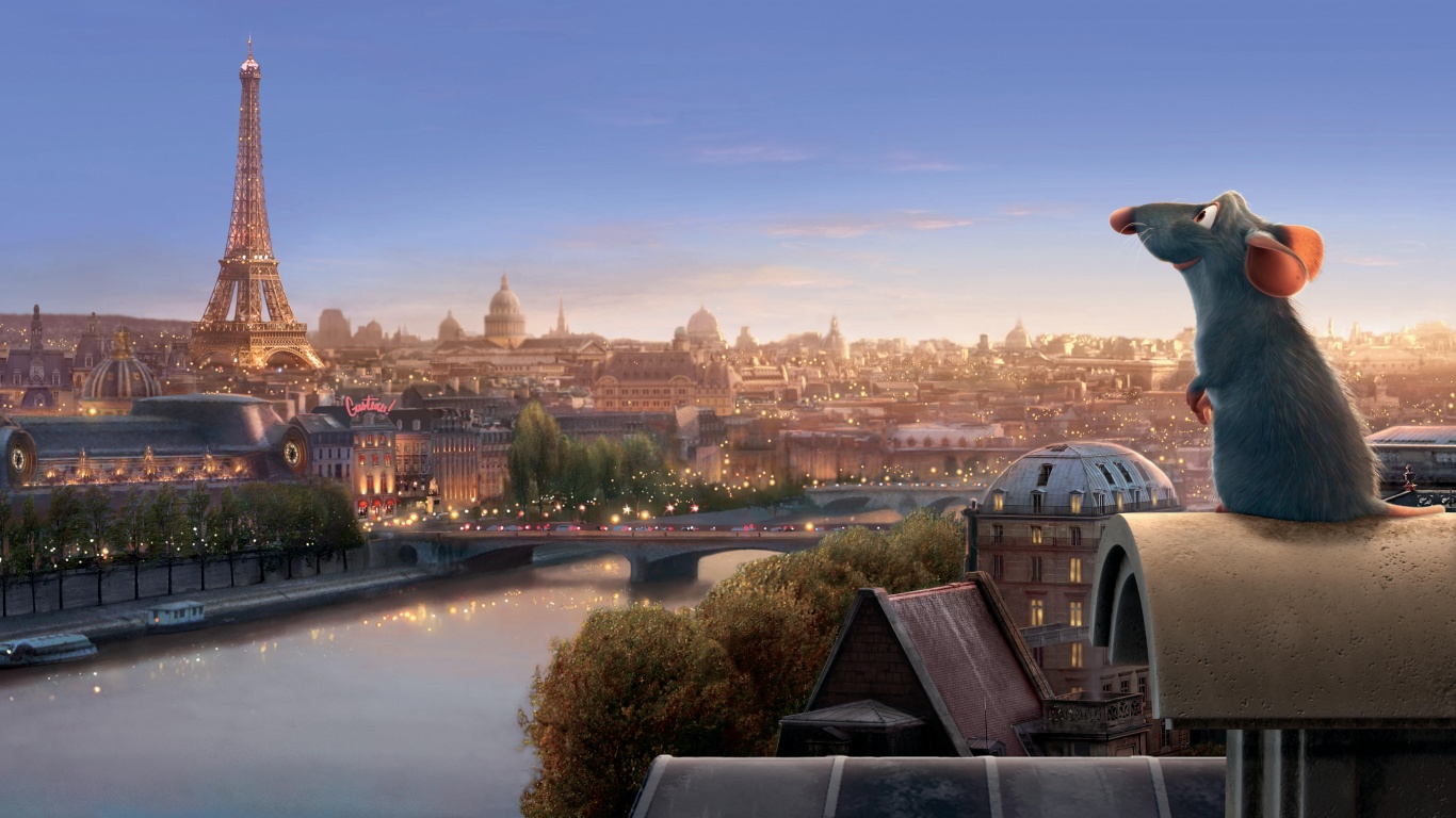 Рататуй на фоне Парижа обои