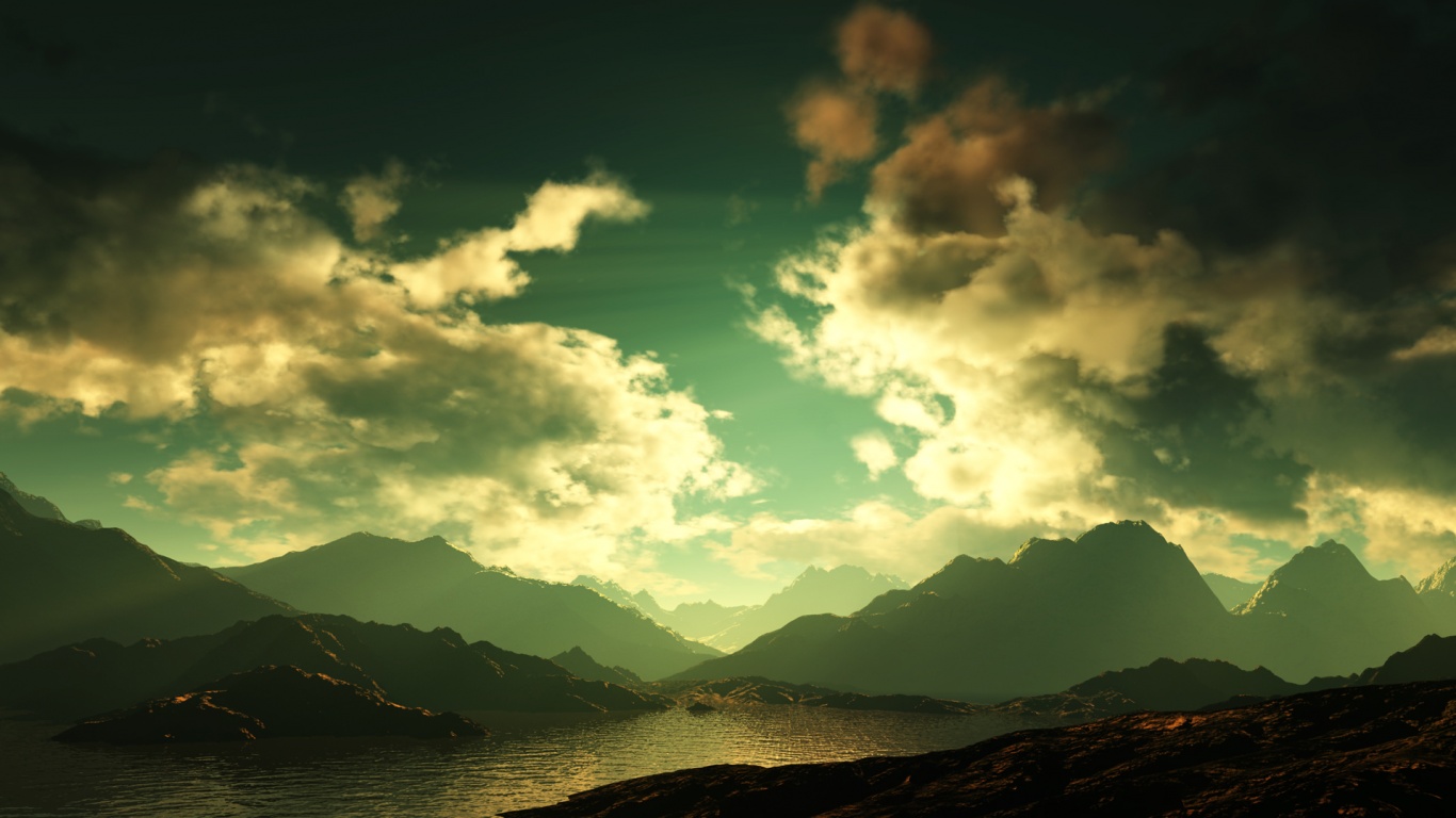 Закат в горах обои