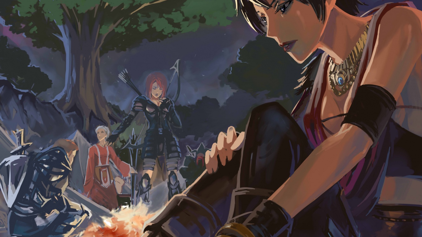 Рисунок Морриган в лагере обои