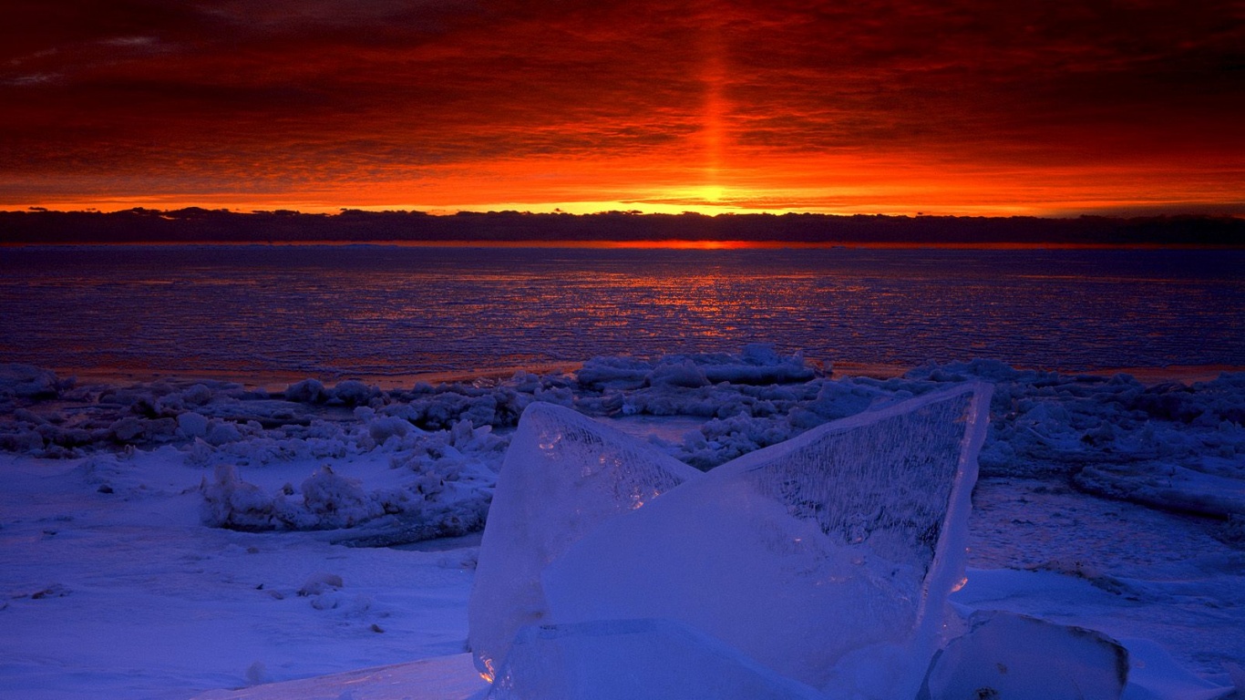 Река на закате обои