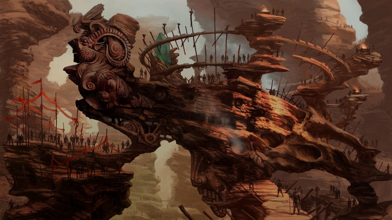 Древний корабль в скалах обои