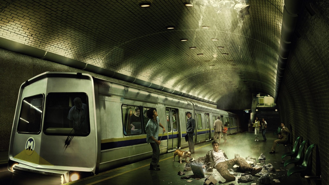 Провалившийся в метро обои