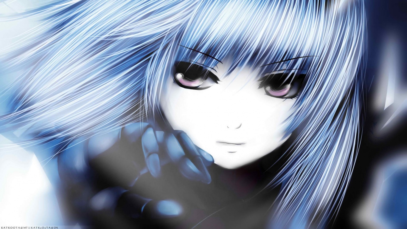 Девушка с голубыми волосами обои