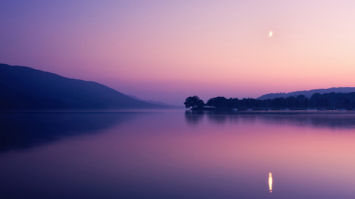 Сумерки над озером обои