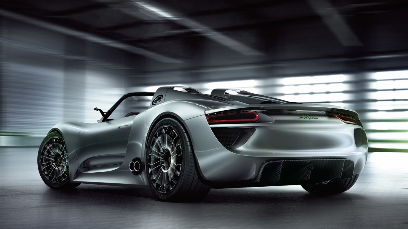 Porsche 918 Spider вид сзади обои