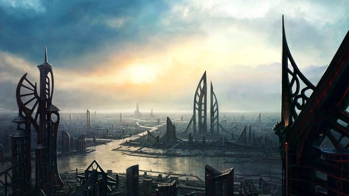 Прекрасный город будущего обои