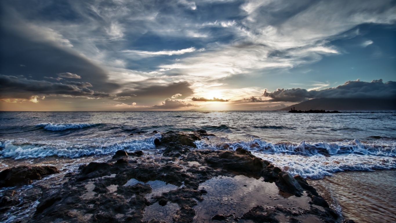 Закат на море обои